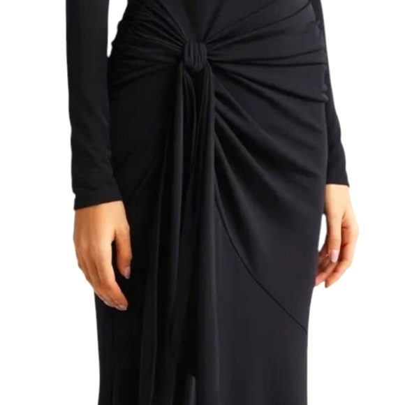 Cinq A Sept Johnson Mock-Neck Wrap-Skirt Midi Dress In Black... Size 8 - Picture 5 of 12